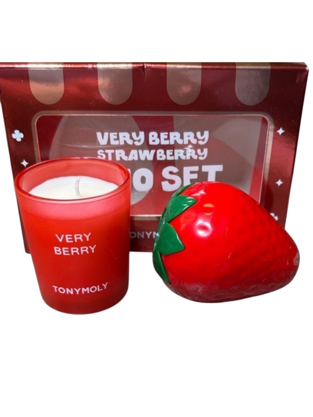 Tonymoly TikTok viral strawberry LOTION & CANDLE SET KOREAN SKIN CARE